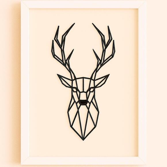 Modern 3D Printed Geometric Deer Head Wall Art Minimalist Faux Taxidermy Decor - Picture 1 of 5